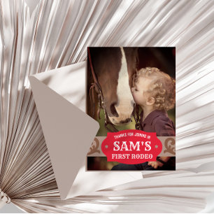 Cartão De Agradecimento Foto Western Kids FIrst Rodeio Vermelho/Marrom