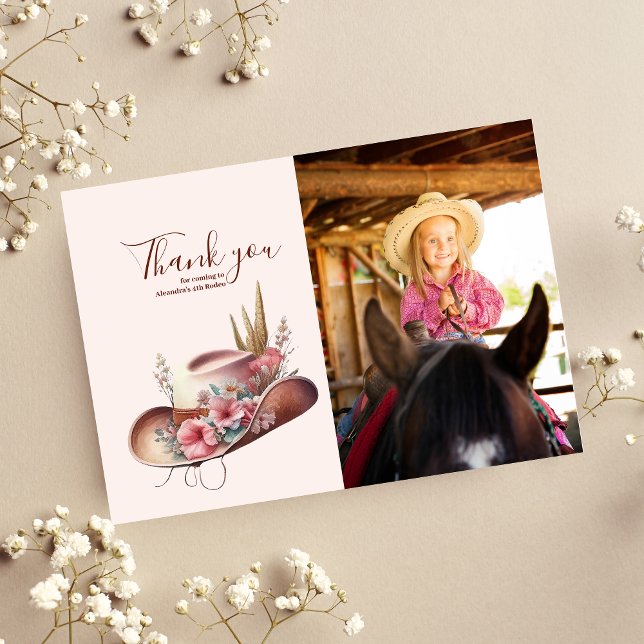 Cartão De Agradecimento Foto Wild West Cowgirl Country Western Birthday (Criador carregado)