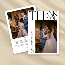 Cartão De Agradecimento Fotografia de casamento com tipografia moderna