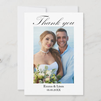 Cartão De Agradecimento Fotografia de Casamento Minimalista e Moderna