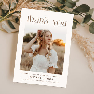 Cartão De Agradecimento Fotografia de Letra Elegante em Ouro Branco para F