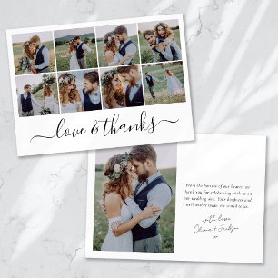 Cartão De Agradecimento Fotografias de Casamento com Caligrafia de Amor e