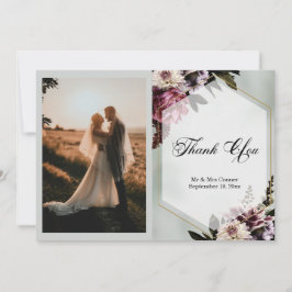 Cartão de Agradecimento Fotográfico Elegante com B