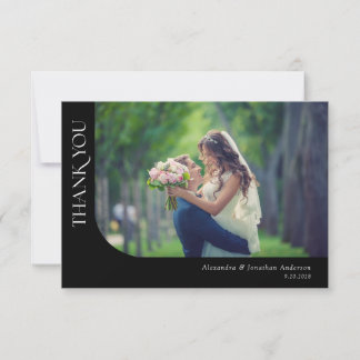 Cartão De Agradecimento Fotos Curvas Simples Modernas Casamento Obrigado