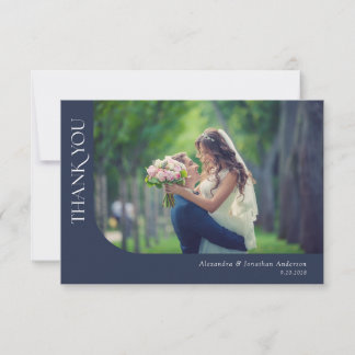 Cartão De Agradecimento Fotos Curvas Simples Modernas Casamento Obrigado