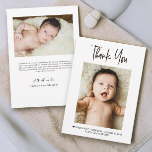 Cartão De Agradecimento Fotos de Bebê com Estatísticas de Nascimento com L
