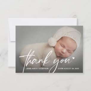 Cartão De Agradecimento Fotos de Bebê Pequeno Obrigado Coração Moderno Nas