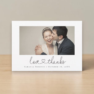 Cartão De Agradecimento Fotos de casamento com coração de amor e agradecim