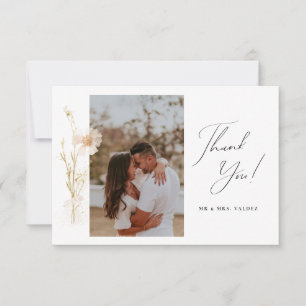 Cartão De Agradecimento Fotos de casamento com flores prensadas românticas