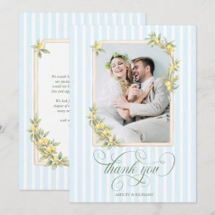 Cartão De Agradecimento Fotos de Casamento com Limão Mediterrâneo Agradeci