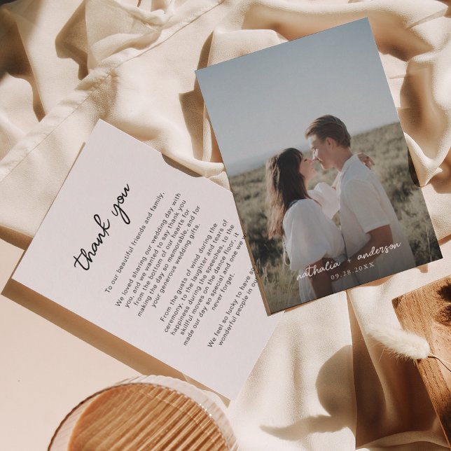 Cartão De Agradecimento Fotos de Casamento com Roteiro Simples (Criador carregado)