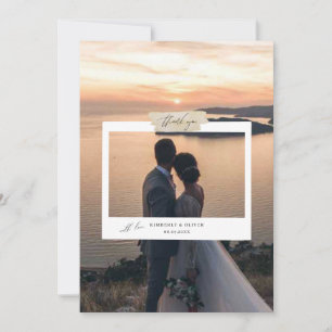 Cartão De Agradecimento Fotos de Casamento com Roteiro Simples Minimalista