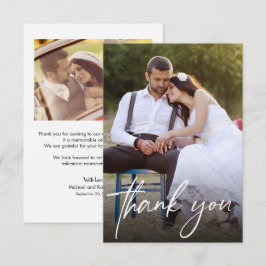 Cartão De Agradecimento Fotos de Casamento de Script de Manuscrito Moderno
