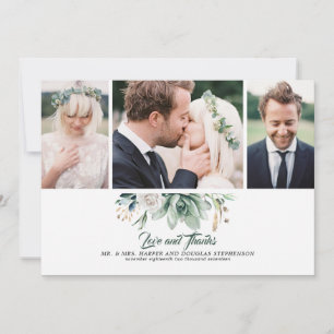 Cartão De Agradecimento Fotos de casamento de suculentas, folhagens e rosa