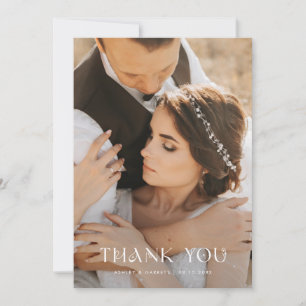 Cartão De Agradecimento Fotos de Casamento em Azul Xisto Místico