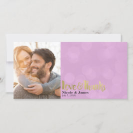 Cartão De Agradecimento Fotos de Casamento em Ouro Rosa Amor & Agradecimen