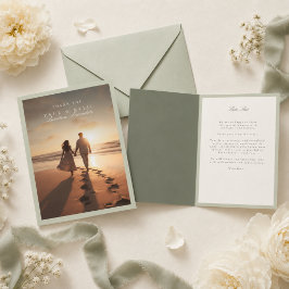 Cartão De Agradecimento Fotos de Casamento em Verde Pistache