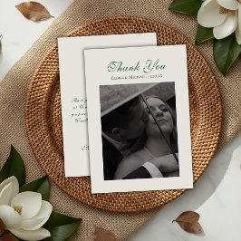 Cartão De Agradecimento Fotos de Casamento em Verde Sage Moderno