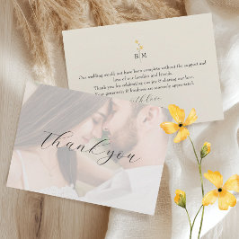 Cartão De Agradecimento Fotos de Casamento Floral Marfim