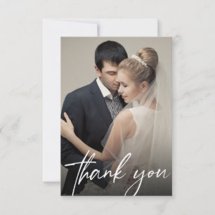 Cartão De Agradecimento Fotos de Casamento Personalizadas Contemporâneas 2