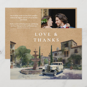 Cartão De Agradecimento Fotos de Casamento Rústico em Mansão de Campo de F