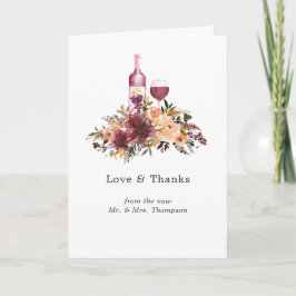 Cartão De Agradecimento Fotos de casamento vinho floral pêssego bordo