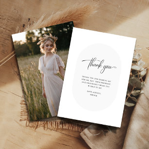 Cartão De Agradecimento Fotos de Chá de Noiva com Caligrafia Boho Simples