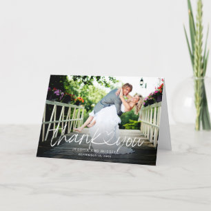 Cartão De Agradecimento Fotos de Coração com Letra Manual de Casamento