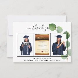 Cartão De Agradecimento Fotos de formatura com eucalipto verde