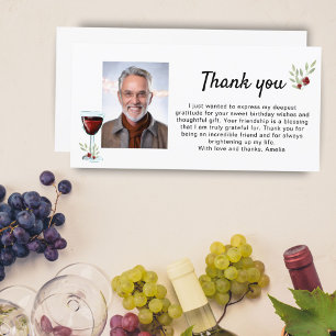 Cartão De Agradecimento Fotos de Galhos de Taça de Vinho Tinto Aniversário