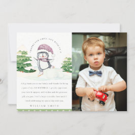 Cartão De Agradecimento Fotos de Pinguim de Inverno Fofos para Aniversário