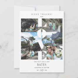 Cartão De Agradecimento Fotos do Casamento de Colagem Branca de Tendência