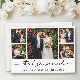 Cartão De Agradecimento Fotos do Casamento de Script de Caneta de Tinta Mo