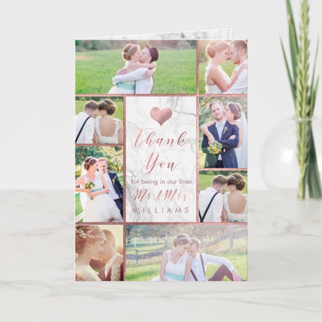 Cartão De Agradecimento Fotos Douradas do Rosa PixDezines (Frente)