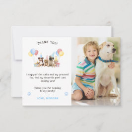 Cartão De Agradecimento Fotos em aquarela azul de cachorrinhos fofos