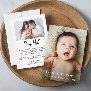 Cartão De Agradecimento Fotos Personalizadas Modernas Nome Pequena Nota Ch