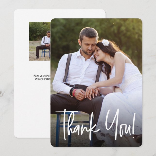 Cartão De Agradecimento Fotos personalizadas simples de casamento (Frente/Verso)