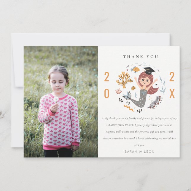 Cartão De Agradecimento Fotos Subaquáticas de Sereia para Formatura da Pré (Frente)