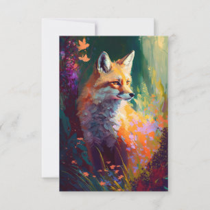 Cartão De Agradecimento Fox Animal Retrato Pintura Da Vida Selvagem Fora d