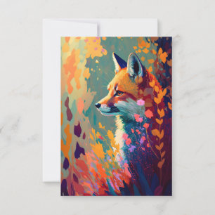 Cartão De Agradecimento Fox Animal Retrato Pintura Da Vida Selvagem Fora d