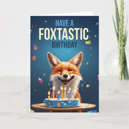 Cartão De Agradecimento Fox Birday com Velas de Bolo e Fita de Ticker
