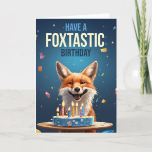 Cartão De Agradecimento Fox Birday com Velas de Bolo e Fita de Ticker