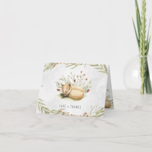 Cartão De Agradecimento Fox da floresta | Chá de fraldas Florestal Obrigad (Frente)