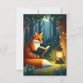 Cartão De Agradecimento Fox in a Magical Forest Library
