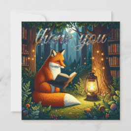 Cartão De Agradecimento Fox in a Magical Forest Library