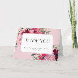 Cartão De Agradecimento Frame Moderno Romântico de Rosa Peony