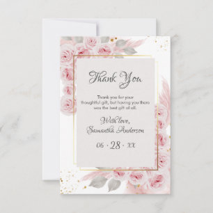 Cartão De Agradecimento Frame Rico Elegante Pastel Rosa Floral Aniversário