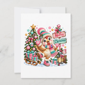 Cartão De Agradecimento Frango Fofo Feliz Natal