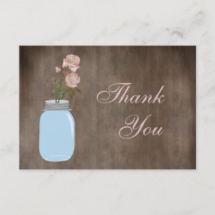 Cartão De Agradecimento Frasco de pedreiro & obrigado rústico dos rosas