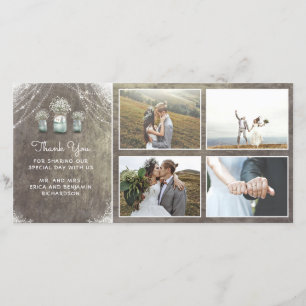 Cartão De Agradecimento Frascos de pedreiro e casamento rústico da